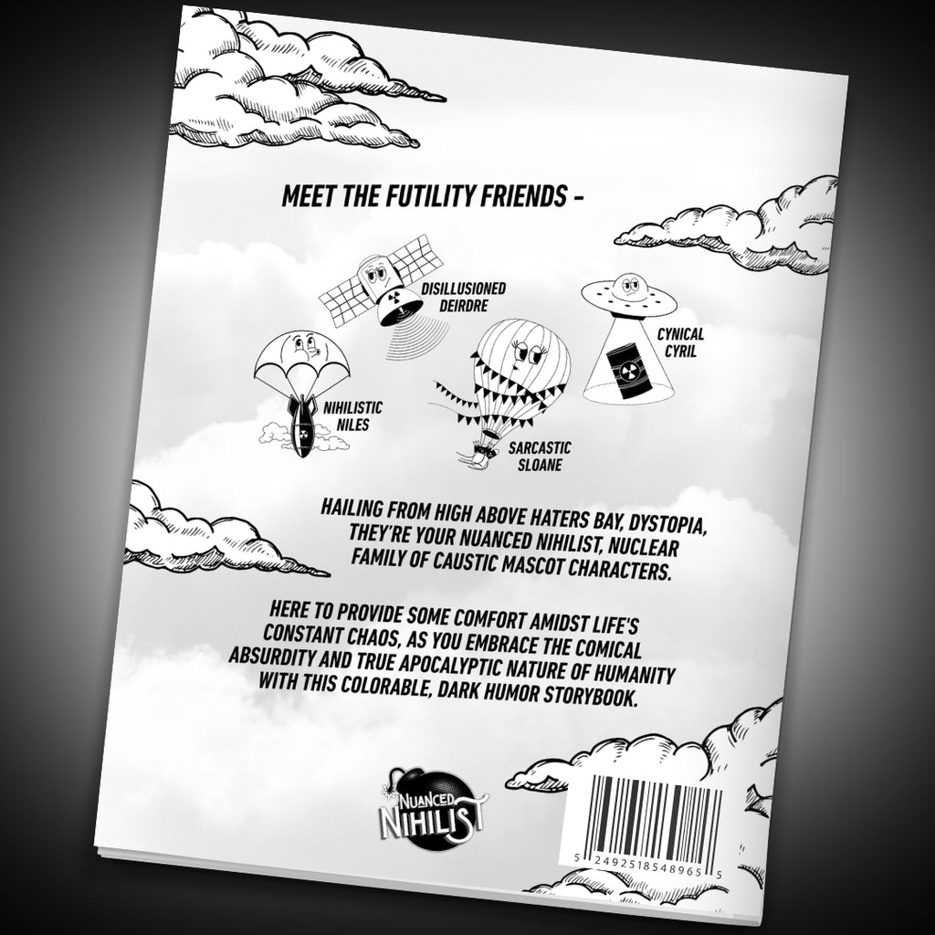 Futility Friends Coloring Book Back Cover - Nuanced Nihilist
