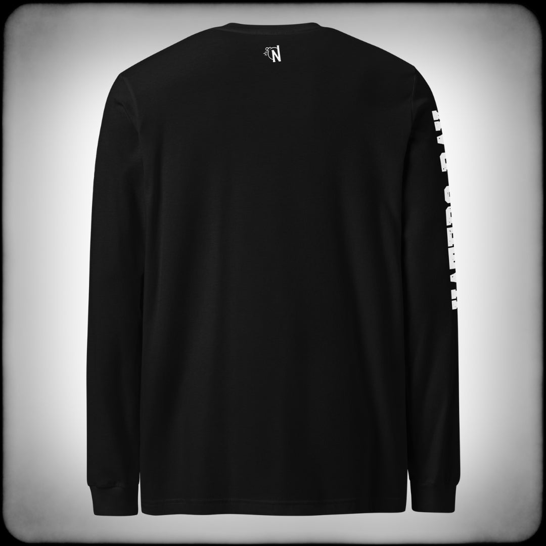 Haters Bay Collegiate Long-Sleeve Shirt Back - Nuanced Nihilist