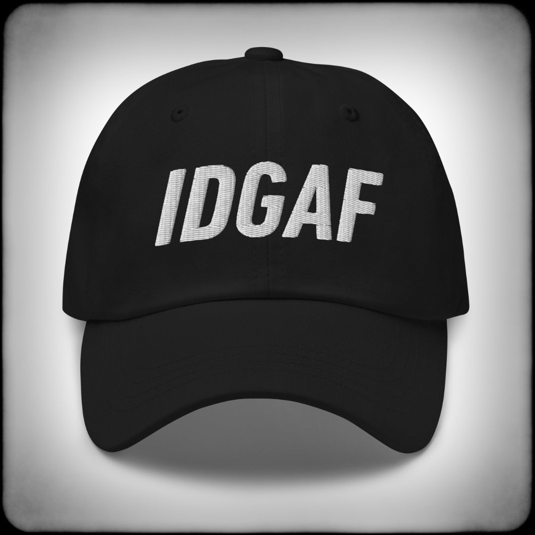 IDGAF Black Dad Hat - Nuanced Nihilist