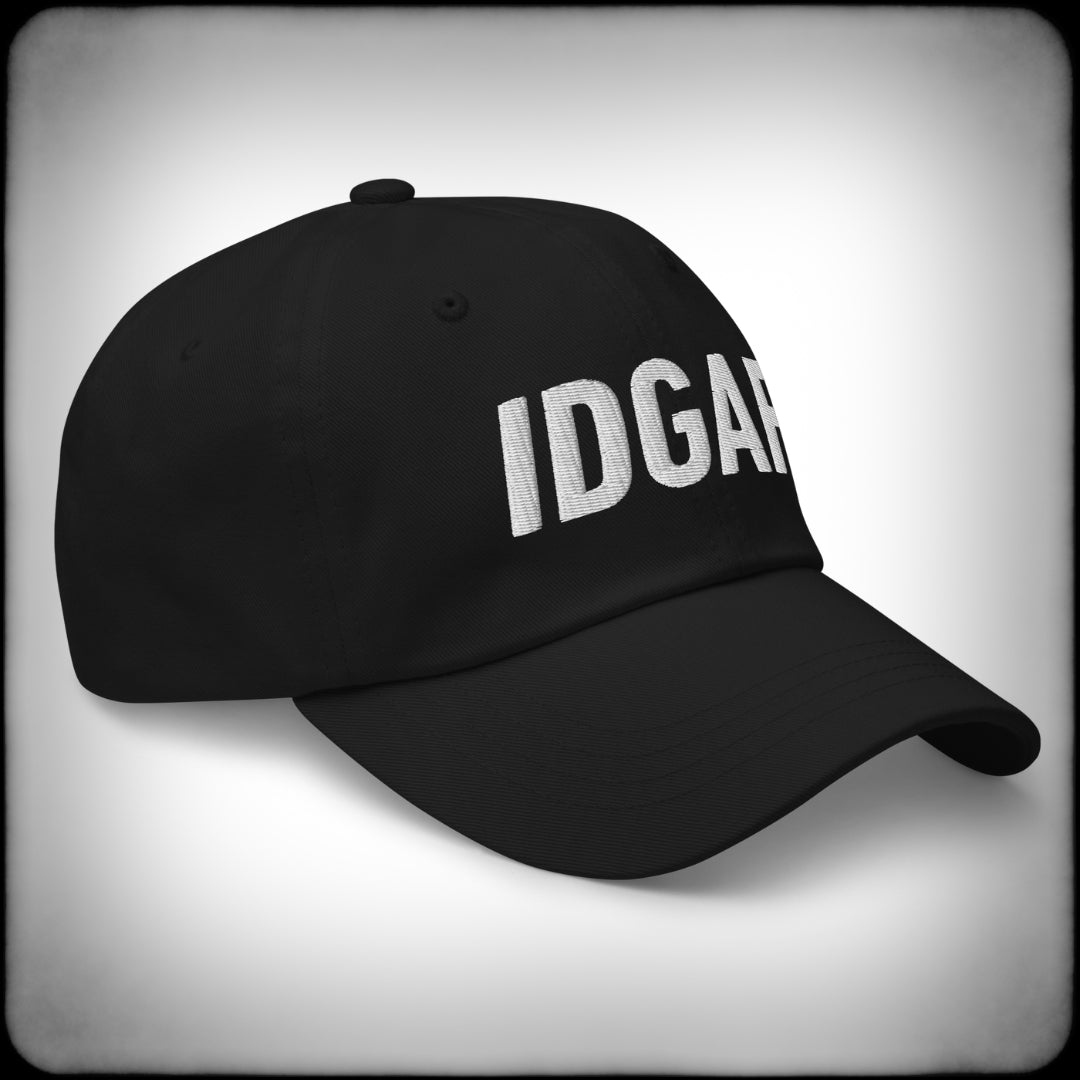 IDGAF Black Dad Hat Right Front - Nuanced Nihilist