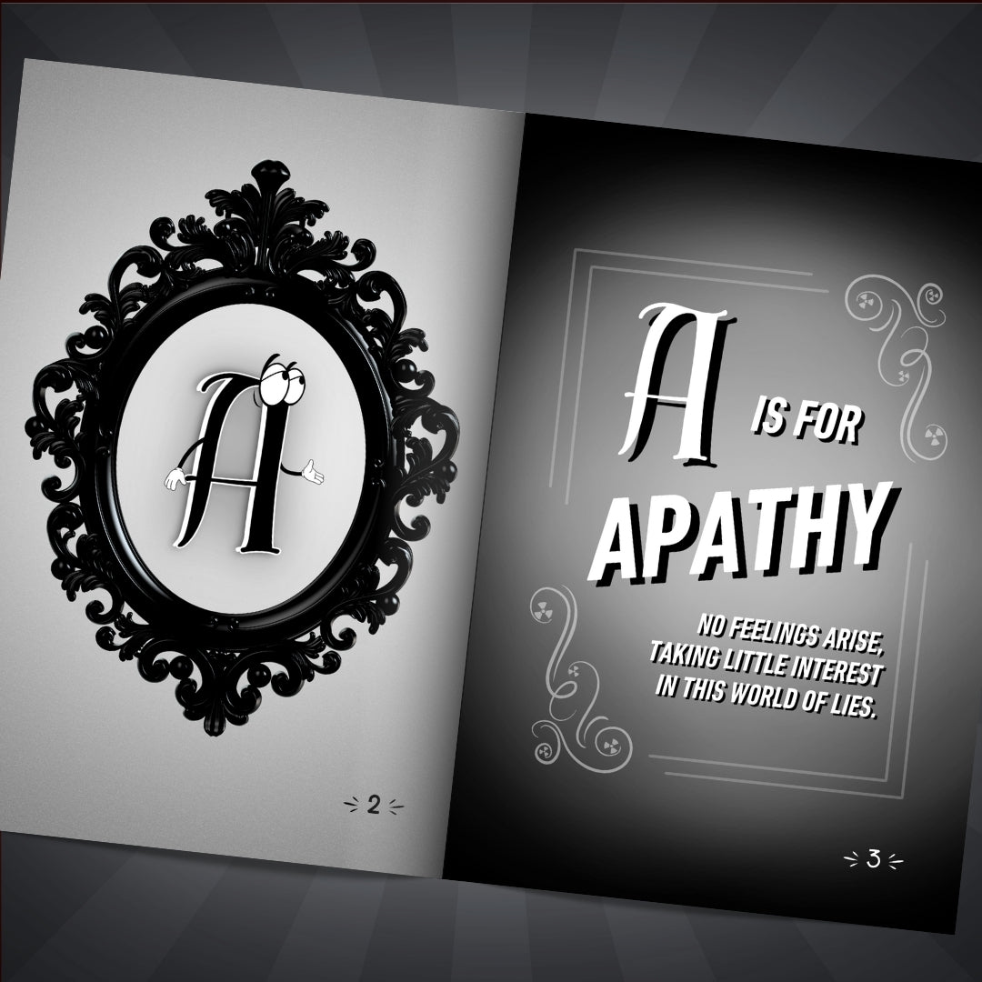 Nuanced Nihilist ABCs Book Inside Page Letter A - Nuanced Nihilist